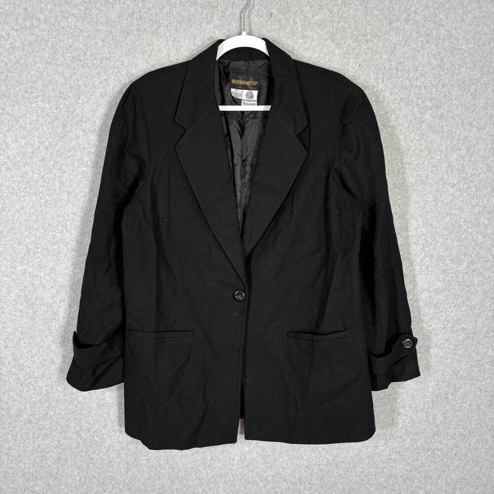 Requirements Blazer Jacket Womens 14 Black Pure‎ New Wool Witchy Goth Career